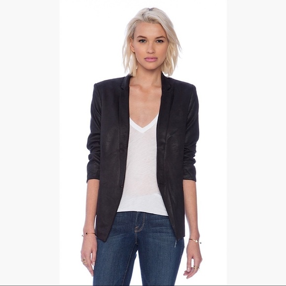 NWT Capulet Notch Collar Blazer in BLACK Suede - Picture 1 of 14